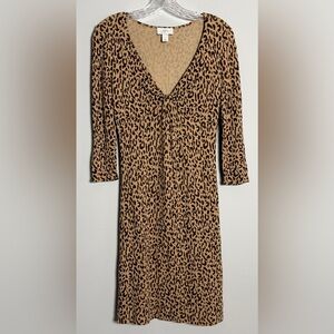 LOFT Tan and Black Animal Print Dress Size 0